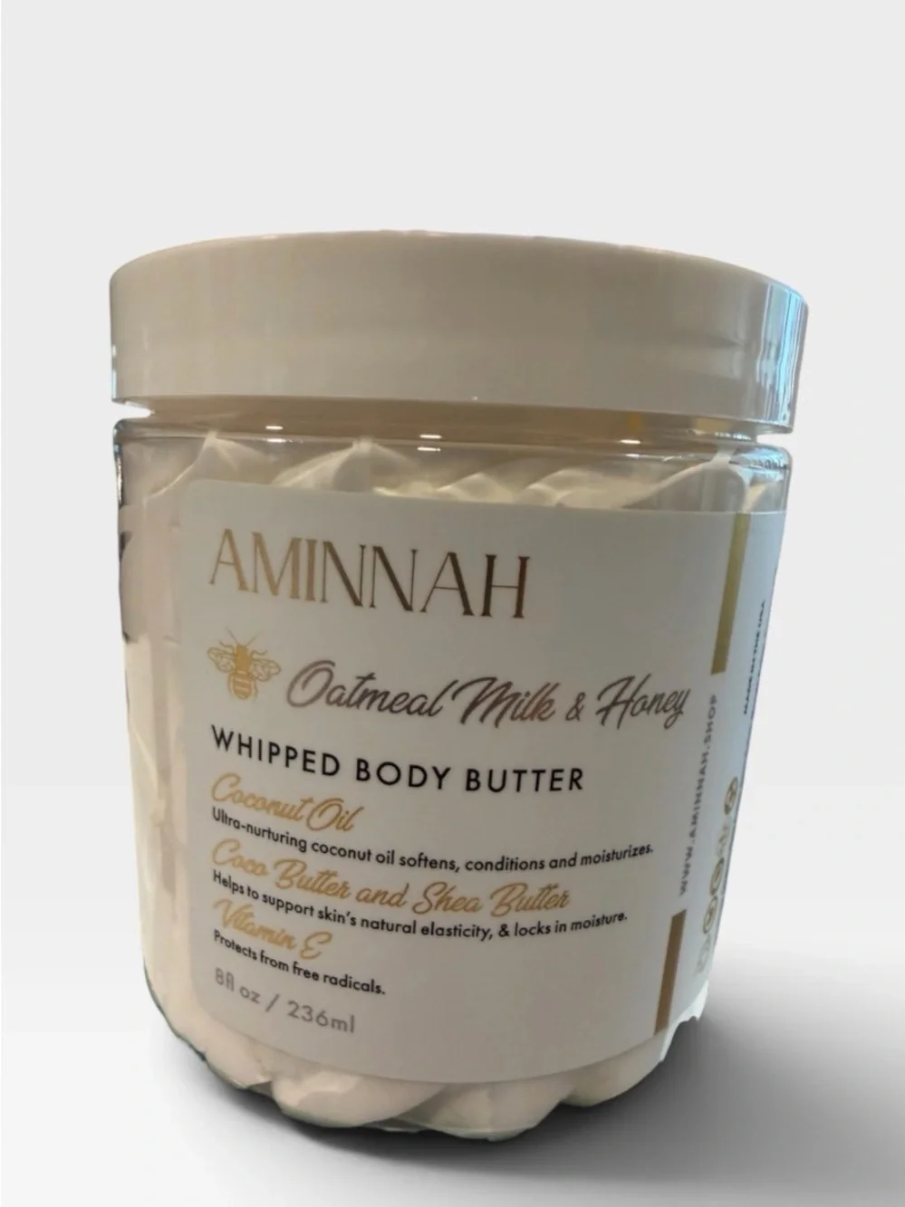 AMINNAH Oatmeal Milk & Honey Whipped Body Butter - White
